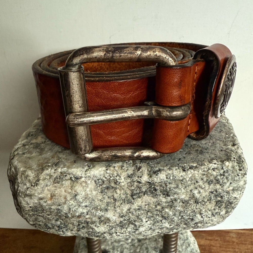 Vintage Replay Cognac Leather Belt with Metal Buckle - Picture 6 of 13